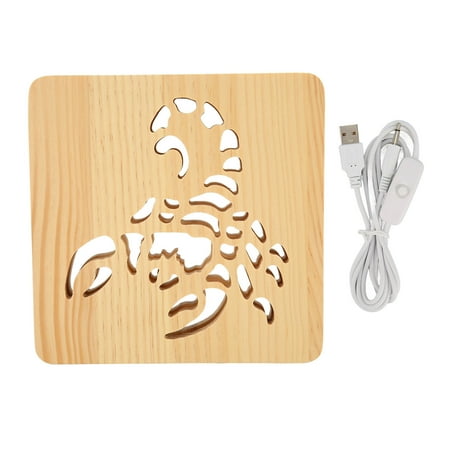 

Big sale Wooden 3D Lamp Cool Scorpion Style USB Connection Warm Romantic Aid Sleeping LED Night Light for Bedroom Office Cafe