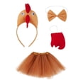 thumbnail image 4 of Conjunto de 4 piezas de disfraz de pollo, diadema de pollo de Pascua para fiesta de Acción de Gracias Marrón, 4 of 9