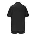 thumbnail image 4 of Virmaxy Womens Stylish Outfit 2 Piece Set Spring/Summer Fashion Slim Button Down Top Casual Shorts Solid Color Blouse/Shirt Set Black S, 4 of 5