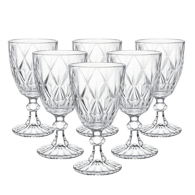 Juego de 6 Copas de Cristal Labrado Vintage VITTORI 245 ml