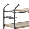 thumbnail image 2 of Vida 38 Inch Serving Bar Cart, Pipe Frame, Locking Casters, Brown, Black- Saltoro Sherpi, 2 of 5