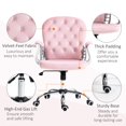 thumbnail image 4 of Pink Velvet Office Chair with Tufted Back & Adjustable Height | Task Desk Chair for Home Office & Study - 23.8" x 23.4", 4 of 7