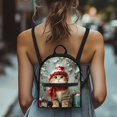 thumbnail image 4 of Eheartsgir Winter Cat With Hat Print Womens Purse Lightweight Mini Cell Phone Purse for Travel Daily Use, Polyester Lots of Pockets Mini Backpack, 4 of 8