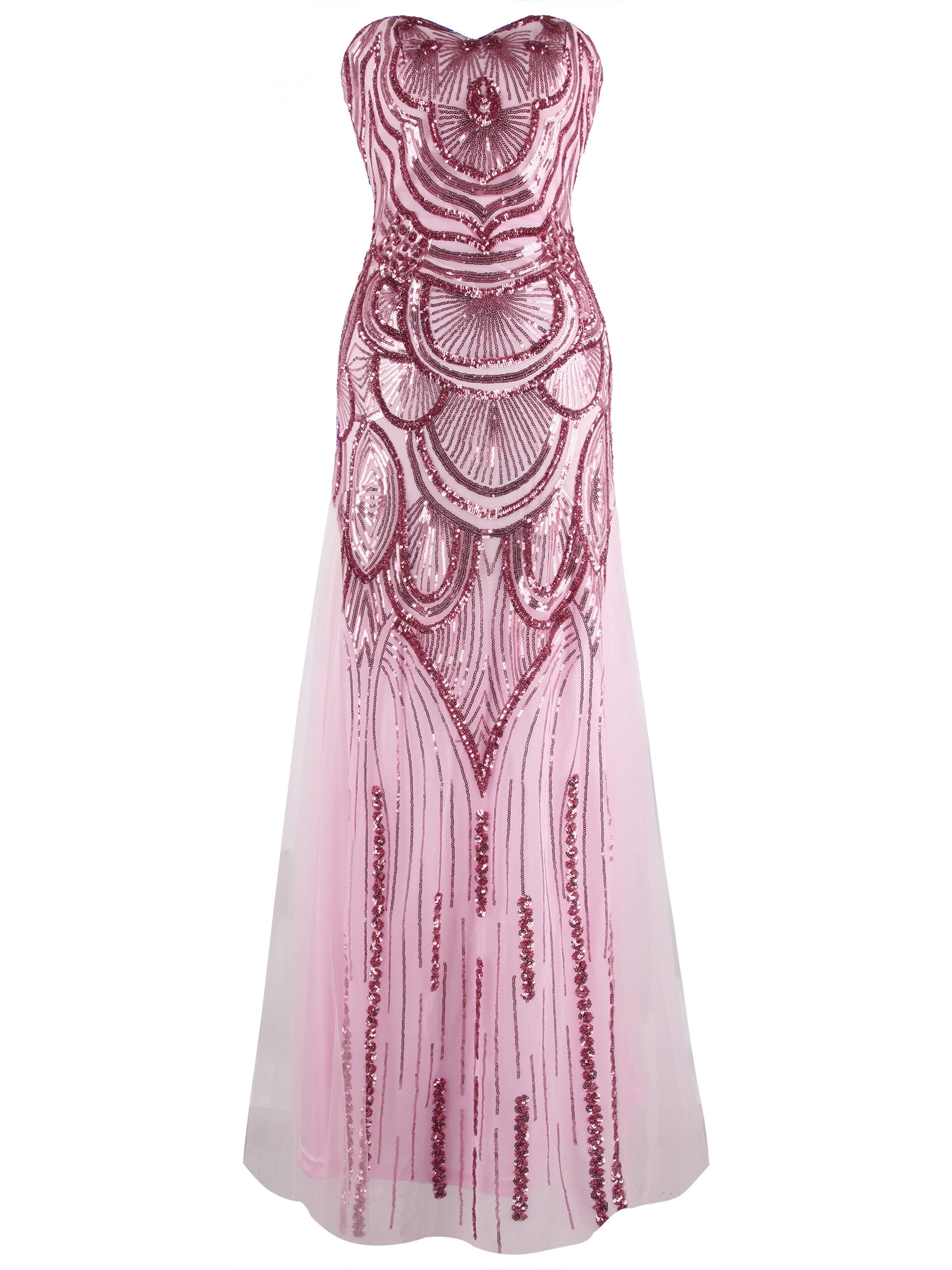 Angel Fashions Angelfashions Women's Sweetheart Tulle Floral Sequin