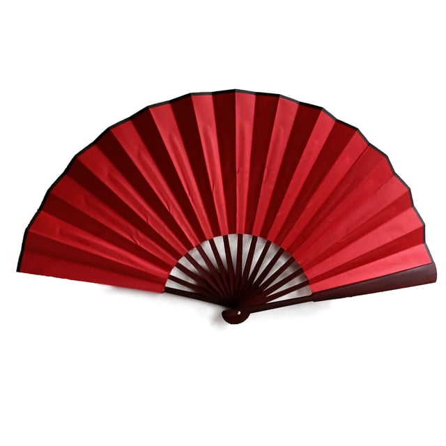 Elegante abanico plegable de seda roja para bodas y fiestas - abanico decorativo de encaje de 8 pulgadas