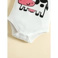 thumbnail image 6 of Gureui Kids Baby Girls Summer Outfit Sets White Short Sleeve Ruffle Romper + Cow Print Pants with Bowknot Decor 2Pcs Clothes Set, 6 of 9