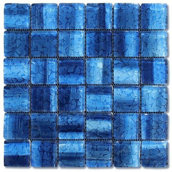 Intrend Tile GT006-B 2 x 2 in. Pebble Reflection Glass Square Mosaic Blend - Blue