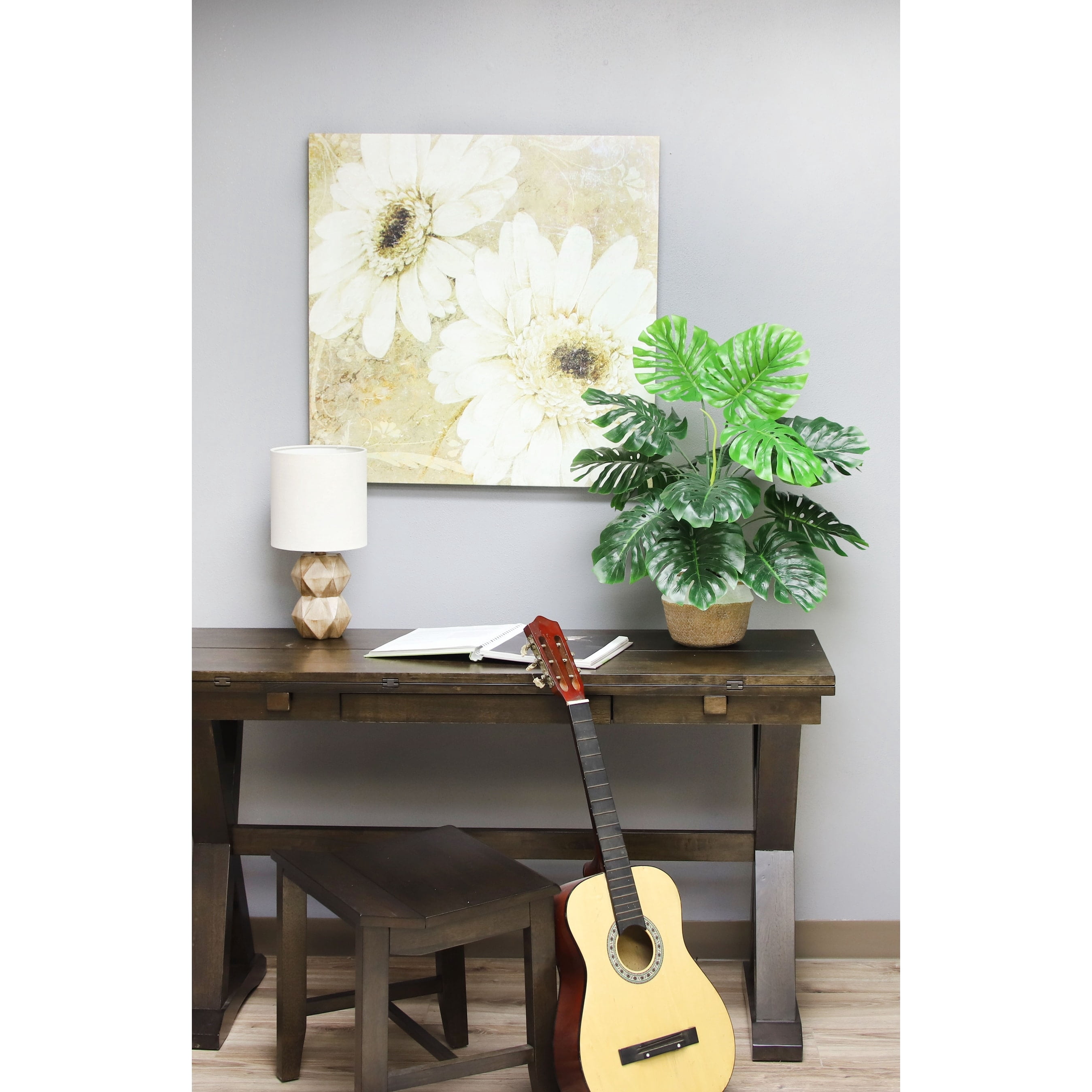 The Mod Greenhouse 50" Artificial Green Monstera Plant in a Black Matte Planter Pot