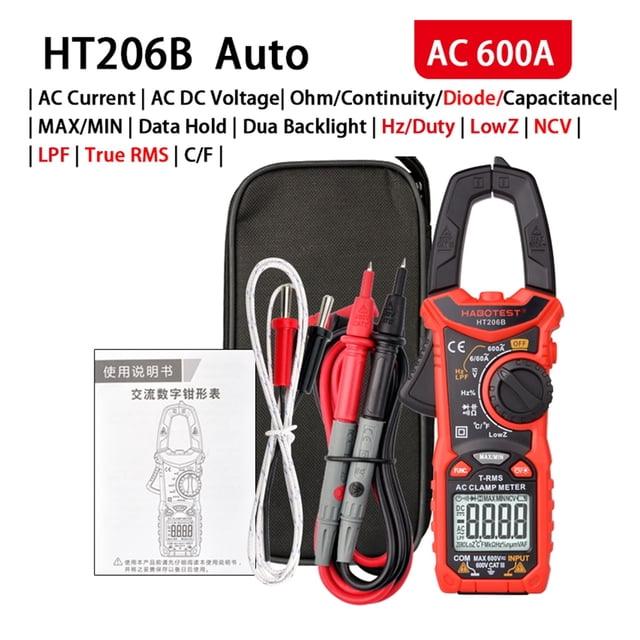 Digital Clamp Meter True RMS Current Clamp NCV Voltmeter Ammeter AC DC Ohmmeter Hz Continuity Capacitance Tester ,High Efficiency