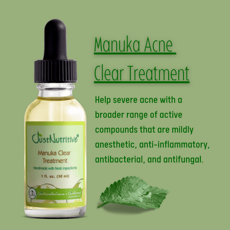 Just Nutritive Acne Clear Treatment for All Skin Types, Tea Tree Oil, No Salicylic Acid, 1oz