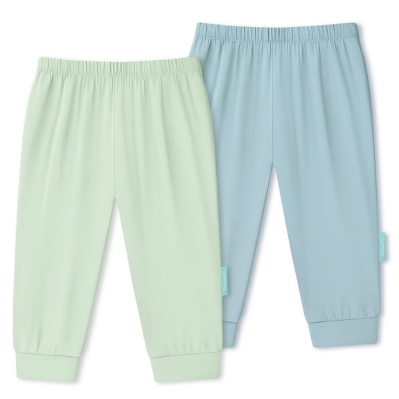 PurComfy Supersoft Baby Pants, 2-Pack Premium Bamboo Viscose Jogger Pants, Elastic Waist, Unisex 0-24 Months