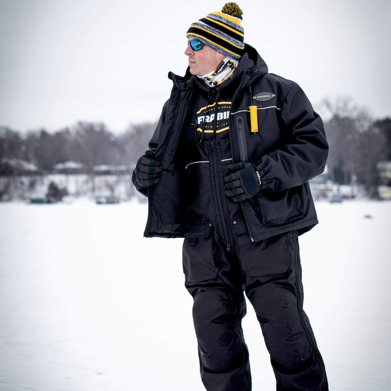 Frabill Ice Hunter Jacket | Heavy Duty Insulated Ice Fishing Jacket |  X-Large Black