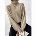 thumbnail image 2 of Comdrip Womens Turtleneck Sweater, Women's 2025 Fall Winter Chunky Knitted Pullover Fashionable High Neck Pullover Knitted Sweater Winter Clothing for Women Khaki S, 2 of 5