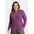thumbnail image 3 of CASSIE LIZ Womens Sweaters Plus Size Quarter Zip Pullover Fall Fashion Purple Oversized Winter Dressy XL 14W 16W, 3 of 10