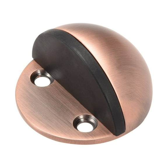 Floor Door Stopper with Rubber Bumper Adhesive/Screw Mounted Copper Tone