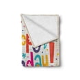 thumbnail image 2 of Birthday Party Soft Flannel Fleece Blanket, School Theme Math Student Note Pad Floral Rainbow Colored Party Words Print, Cozy Plush for Indoor and Outdoor Use, 60" x 80", Multicolor, by Ambesonne, 2 of 6