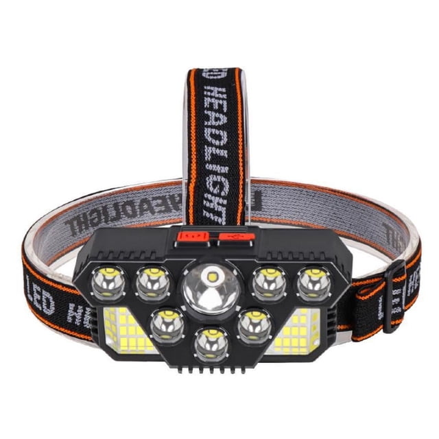 Headlamp, 8 LED Head Torch 8 Light Modes, Ultra Powerful LED Headlamp USB Rechargeable 120° Adjustable Waterproof and Lightweight for Fishing, Camping, Reading, Hiking Energy Class A+++