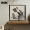 thumbnail image 2 of 2D Flat, Vintage Birds Sketch Framed Art Print, 8x8 Inch Decorative Signs & Plaques, Black White Nature Wildlife Wall Decor for Living Room Bedroom Office, Rustic Animal Artwork Gift for Nature, 2 of 9