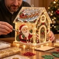 thumbnail image 5 of 3D Christmas House Pearl Art Kit, Acrylic Bead Craft Set with LED Lights, DIY Festive House Ornament Decoration for Tree, Tabletop, Mantel, Living Room, Festive Craft, A, 5 of 7