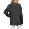 thumbnail image 3 of TEMOFON womens long sleeve tops Casual Button Down Fall Blouses 2024 Solid color V neck Business Work Cute Relaxed Fit Shirts black, 3 of 4