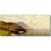 Ceramic Tile Mural-Alfred Bricher Waterfront Painting 67. 84" w x 36" h using (21) 12 x 12 ceramic tiles