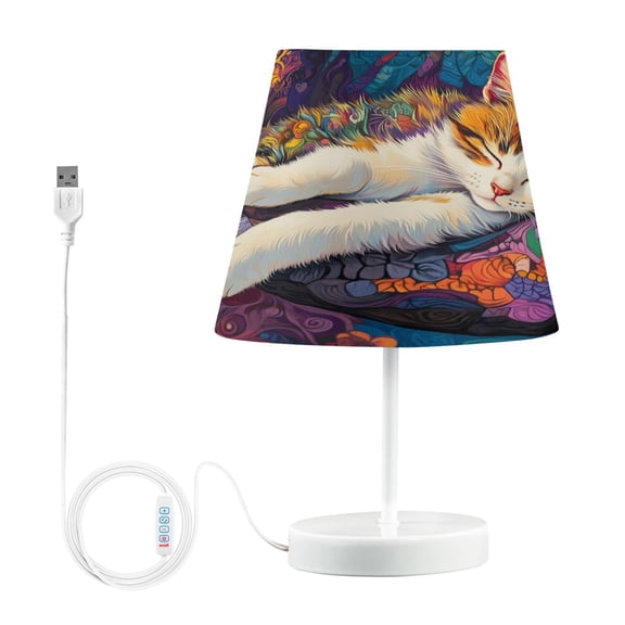 BZSMCE Table Lamp Creative Artistic Cat with Moon Simple Pattern Night Light