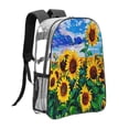 thumbnail image 3 of Honeii Landscape With Sunflowers Print Clear Backpack Heavy Duty Transparent Bag 17" See Through BookBag for Women Men Adults Work Festival Sports Travel, 3 of 7