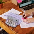 thumbnail image 5 of YIMWNYI Solid Color Large Capacity Pencil Case, Multifunctional Zippered Stationery Organizer with Round Handle for Men and Women, Durable and Spacious Storage for Pens, Pencils, and Accessories, 5 of 7