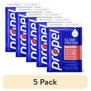 (5 pack) Propel Clear Protein, 20g Protein, Zero Sugar, Peach Ginger, Powdered Clear Protein Drink Mix, 0.98 oz