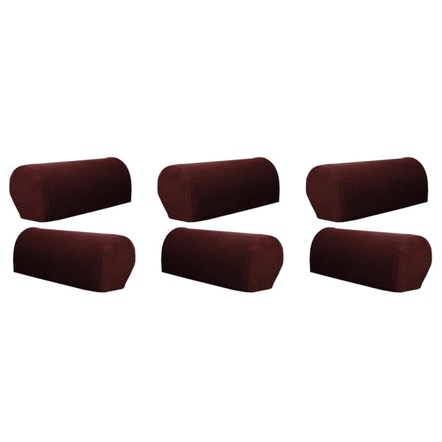 Juego de 6 fundas de franela para reposabrazos de sofá, fundas para brazos de sofá, Café oscuro