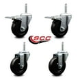 thumbnail image 2 of 4 Inch Hard Rubber Swivel 5/8 Inch Threaded Stem Caster Set 2 Total Lock Brakes, 2 of 2
