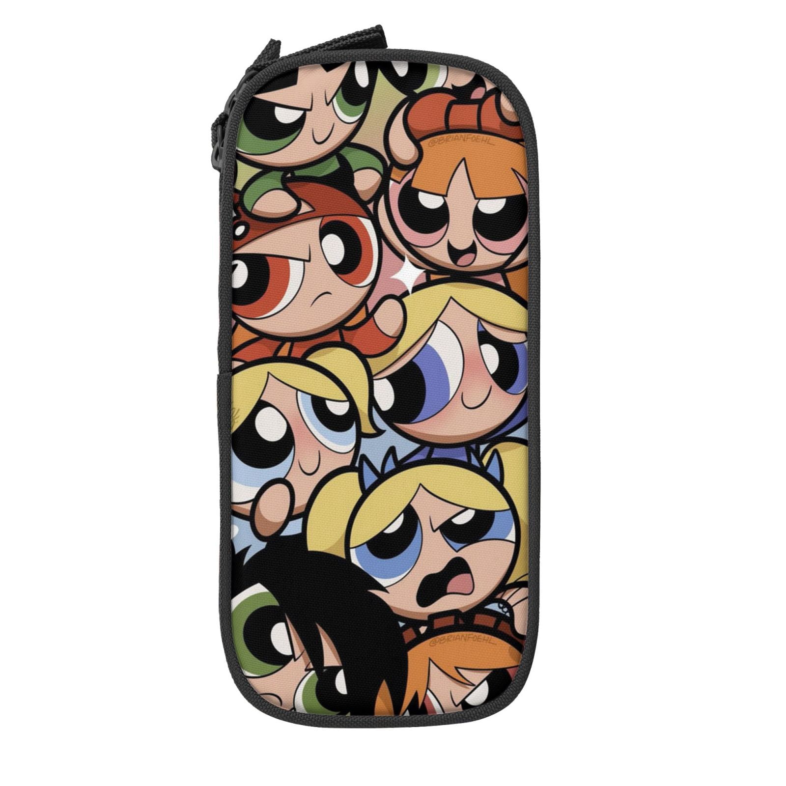 The Powerpuff Gi-rls Pencil Case Large Capacity Pencil Pouch Pen Bag Office Stationery Organizer Travel Makeup Bag Black