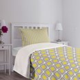 thumbnail image 5 of Ambesonne Ikat Quilted Bedspread Set 2 Pcs, Vintage Abstract Rhombus, Twin Size, Grey Yellow White, 5 of 6