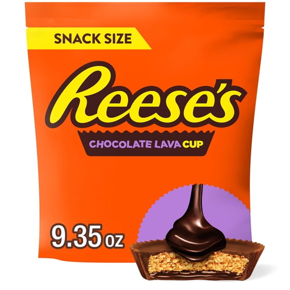 Reese's Chocolate Lava Milk Chocolate Snack Size Peanut Butter Cups Candy, Bag 9.35 oz