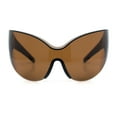 thumbnail image 3 of Oversized High Temple Wrap Around Shield Rimless Futurism Sunglasses Brown, 3 of 8