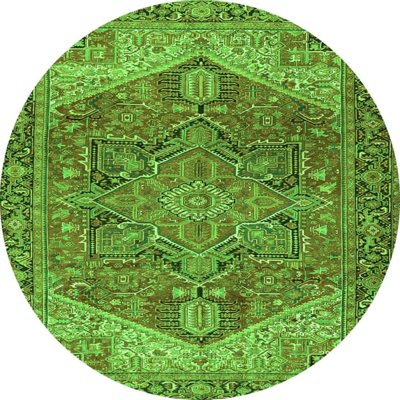 Ahgly Company Indoor Round Persian Green Traditional Area Rugs, 3' Round