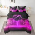thumbnail image 2 of Manfei Boys Basketball Twin Bedding Sets, Teens Sports Bedding Comforter Set, Pink Gradient Basketball Court Sheet Sets, Ultra Soft Home Decor Reversible 7 Pieces, 2 of 8