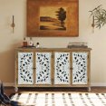 thumbnail image 2 of Living Room Cabinets Accent Cabinet with 4 Doors, Farmhouse Sideboard Buffet Cabinet with Storage, Modern Credenza Storage Cabinet with Wood Carved Floral Doors for Living Room, Dining Room, Entryway, 2 of 11