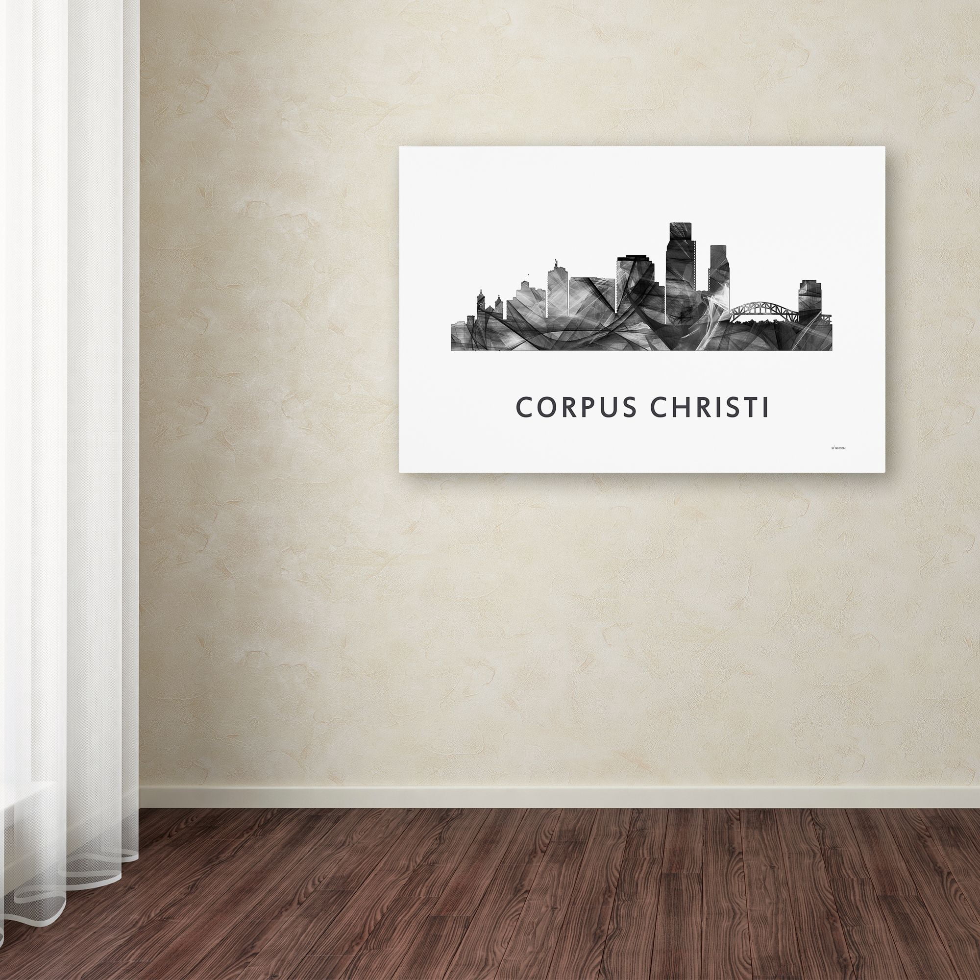 Corpus Christi Texas Skyline WB-BW' Canvas Art by Marlene Watson