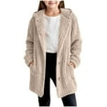 thumbnail image 6 of Atogsazn Kids Girls Fuzzy Knitted Jacket Children Loose Button Down Long Sleeve Hooded Coat Winter Warm Tops Clothes Beige 14-15 Years Fashion, 6 of 6