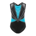 thumbnail image 3 of Xnihocha Kids Girls Sleeveless Shiny Rhinestone Gymnastics Leotard Athletic Ballet Dance Unitard Skating Jumpsuit Bodysuit Light Blue 16, 3 of 5