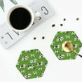thumbnail image 4 of Yiaed Cows With Calfs Green Print Leather Coasters for Drinks - Cup Coasters Coffee Table Kitchen Table Bar, Home & Office Gifts Handmade Drink Coasters-Hexagon, 4 of 6