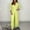Yellow, variant on Tbopshirt Women's 2 Piece Outfits Women's Solid V-Neck Long Sleeve Split Top And Pants Set Wide Leg Pants