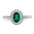 thumbnail image 4 of Sterling Silver Rhodium-plated Diam. & Created Emerald Ring QBR10MAY, 4 of 5