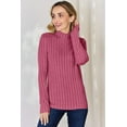 thumbnail image 3 of Basic Bae Ribbed Mock Neck T-Shirt Women’s Long Sleeve Stylish Comfortable Slim Fit, 3 of 11