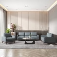 thumbnail image 2 of LeisureMod 3-Piece Sofa Set Upholstered in Leather with Birch Wood Base for Modern Home, Living Room, Offices Chester Collection in Grey, 2 of 8