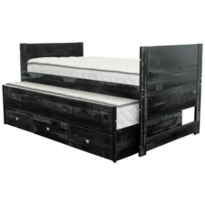 Bedz King All In One Twin Bed With Trundle And 3 Built Drawers Weathered Black Indonesia 198887585 Bedz King All In One Twin Bed With, La Salle Twin Captain S Bed With Trundle And Storage Drawers White