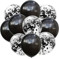 thumbnail image 1 of Nvzi 50 globos de confeti negros y negros, globos de fiesta de cumpleaños premium de 12 pulgadas, globos a granel para despedida de soltera, decoración de fiesta de graduación, 1 of 4