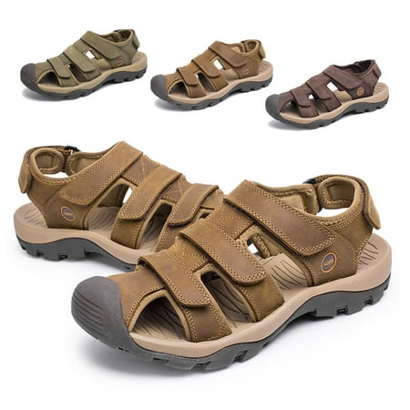 Men Cowhide Leather Outdoor Beach Sandals Men's Hiking Suede Leather