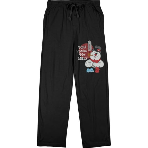 Frosty the Snowman You Make Me Melt Men's Black Graphic Sweats-Large